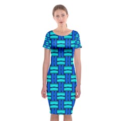 Pattern Graphic Background Image Blue Classic Short Sleeve Midi Dress by Bajindul