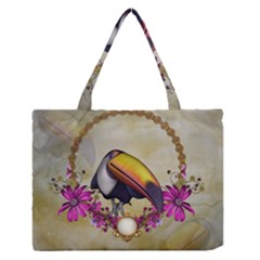 Cute Funny Coutan With Flowers Zipper Medium Tote Bag by FantasyWorld7