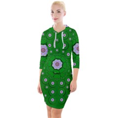 Stars Of Bleeding Hearts In Green Quarter Sleeve Hood Bodycon Dress by pepitasart