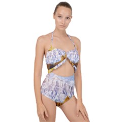 Painting Paint Landscape Nature Scallop Top Cut Out Swimsuit by Pakrebo