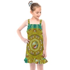 Mandala In Peace And Feathers Kids  Overall Dress by pepitasart