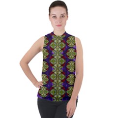 Divine Flowers Striving To Reach Universe Mock Neck Chiffon Sleeveless Top by pepitasart