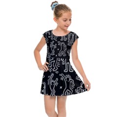 Doodle Pattern Kids  Cap Sleeve Dress by Valentinaart