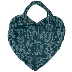 Doodle Pattern Giant Heart Shaped Tote by Valentinaart