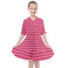 Love Sick - Bubblegum Pink Stripes Kids  All Frills Chiffon Dress by WensdaiAmbrose