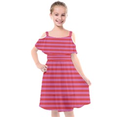 Love Sick - Bubblegum Pink Stripes Kids  Cut Out Shoulders Chiffon Dress by WensdaiAmbrose