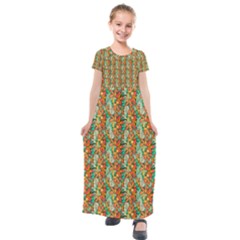 Floral Pattern 1 Kids  Short Sleeve Maxi Dress by ArtworkByPatrick