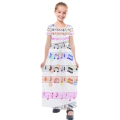 Music Background Music Note Kids  Short Sleeve Maxi Dress by Pakrebo