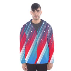 Abstract Red White Blue Feathery Men s Hooded Windbreaker by Pakrebo