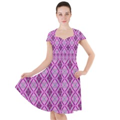 Argyle Large Pink Pattern Cap Sleeve Midi Dress by BrightVibesDesign