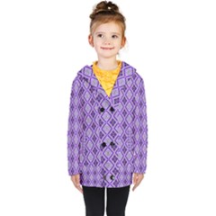 Argyle Large Purple Pattern Kids  Double Breasted Button Coat by BrightVibesDesign