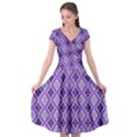 Argyle Large Purple Pattern Cap Sleeve Wrap Front Dress View1