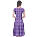 Argyle Large Purple Pattern Cap Sleeve Wrap Front Dress View2