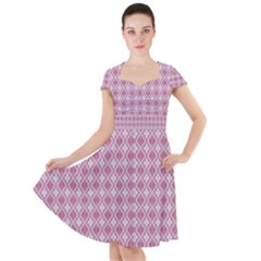 Argyle Light Red Pattern Cap Sleeve Midi Dress by BrightVibesDesign