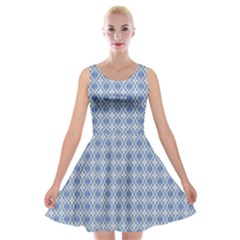 Argyle Light Blue Pattern Velvet Skater Dress by BrightVibesDesign