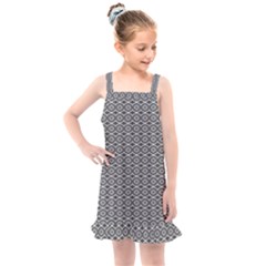 Ornate Oval Pattern Grey Black White Kids  Overall Dress by BrightVibesDesign