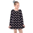 Kawaii Dougnut Black Pattern Kids  Long Sleeve Dress View1