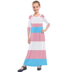 Transgender Pride Flag Kids  Quarter Sleeve Maxi Dress by lgbtnation