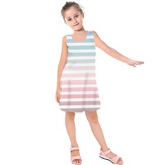 Horizontal Pinstripes In Soft Colors Kids  Sleeveless Dress by shawlin