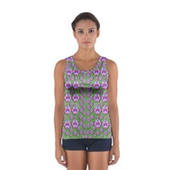 Fantasy Flowers Dancing In The Green Spring Sport Tank Top  by pepitasart