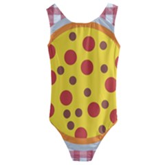 Pizza Table Pepperoni Sausage Copy Kids  Cut-out Back One Piece Swimsuit by Nexatart