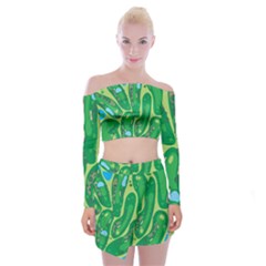 Golf Course Par Golf Course Green Copy Off Shoulder Top With Mini Skirt Set by Nexatart