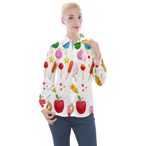 Summer Fair Food Goldfish Women s Long Sleeve Pocket Shirt by Nexatart