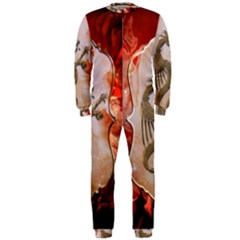 Wonderful Chinese Dragon With Flowers On The Background Onepiece Jumpsuit (men)  by FantasyWorld7