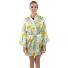 Floral Background Scrapbooking Long Sleeve Kimono Robe by Nexatart