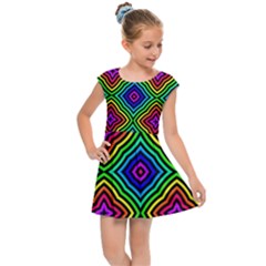 Pattern Rainbow Colors Rainbow Kids  Cap Sleeve Dress by Nexatart