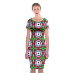 Squares Square Pattern Classic Short Sleeve Midi Dress by Nexatart