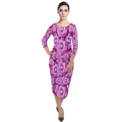 Happy Florals  Giving  Peace Ornate Quarter Sleeve Midi Velour Bodycon Dress by pepitasart