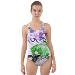 Horse Animal World Green Cut-out Back One Piece Swimsuit by BangZart