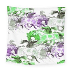 Horse Animal World Green Square Tapestry (large) by BangZart