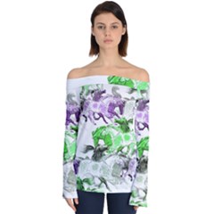 Horse Animal World Green Off Shoulder Long Sleeve Top by BangZart