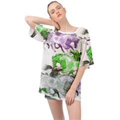 Horse Animal World Green Oversized Chiffon Top by BangZart