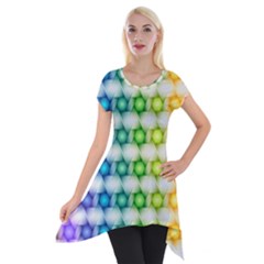 Background Colorful Geometric Short Sleeve Side Drop Tunic by Pakrebo