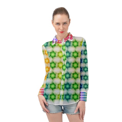 Background Colorful Geometric Long Sleeve Chiffon Shirt by Pakrebo