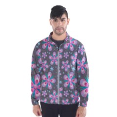 Seamless Pattern Flowers Pink Men s Windbreaker by Pakrebo