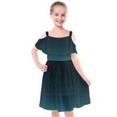 Sharp - Turquoise Halftone Kids  Cut Out Shoulders Chiffon Dress by WensdaiAmbrose