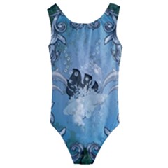 Surfboard With Dolphin Kids  Cut-out Back One Piece Swimsuit by FantasyWorld7