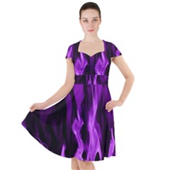 Smoke Flame Abstract Purple Cap Sleeve Midi Dress by Pakrebo