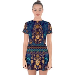 African Pattern Drop Hem Mini Chiffon Dress by Sobalvarro