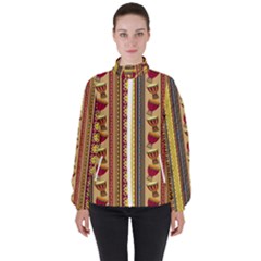 Traditional Africa Border Wallpaper Pattern Colored 4 Women s High Neck Windbreaker by EDDArt