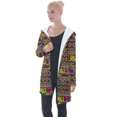 Traditional Africa Border Wallpaper Pattern Colored Longline Hooded Cardigan by EDDArt