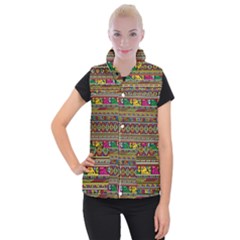 Traditional Africa Border Wallpaper Pattern Colored Women s Button Up Vest by EDDArt