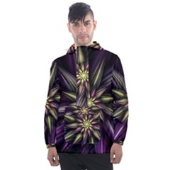 Fractal Flower Floral Abstract Men s Front Pocket Pullover Windbreaker by Pakrebo