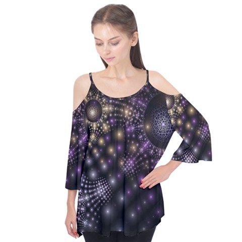 Fractal Spheres Glitter Design Flutter Tees by Pakrebo