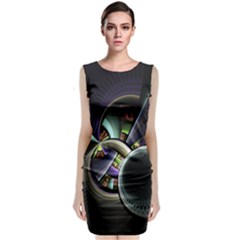 Fractal Fractal Art Multi Color Classic Sleeveless Midi Dress by Pakrebo