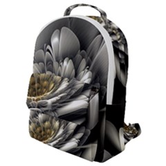 Fractal Silver Flower Bloom Floral Flap Pocket Backpack (small) by Pakrebo